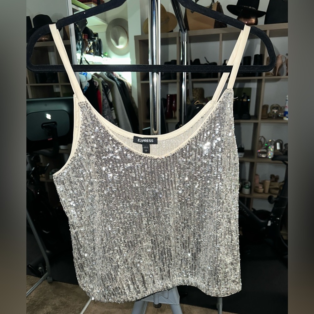 Silver sequinned top